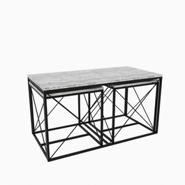 Hanah Home Defne - Juego de mesas de centro Gris claro y negro